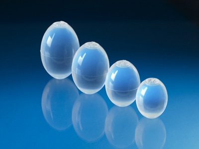 Torosa saline filled testicular prosthesis. Not actual size