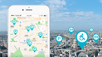 Download the WheelMate™ app and find a toilet near you.